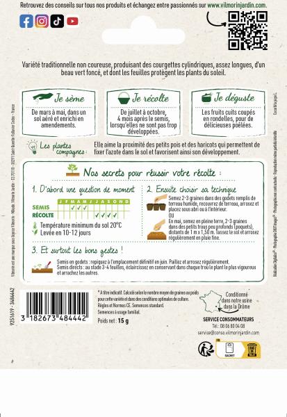 Potagères - Courgette Précoce Maraîchère - Grand Modèle - MEDIA_PACKAGING_VERSO